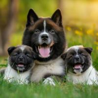 Akitas Americains maman et chiots