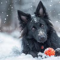 Berger Groenendael dans la neige
