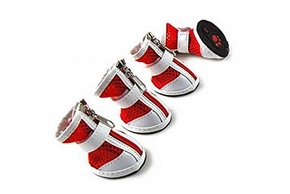 4 chaussures rouge pour chien