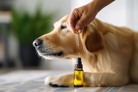 Golden retriever gouttes huiles essentielles adobestock 582603735