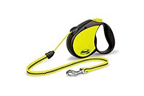 Laisse enrouleur jaune pour chien